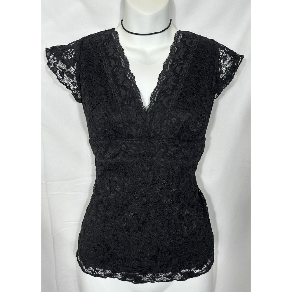 Vintage JTB Black Lace Babydoll Top‎ Size S Goth Coquette 90s Vamp Romantic USA